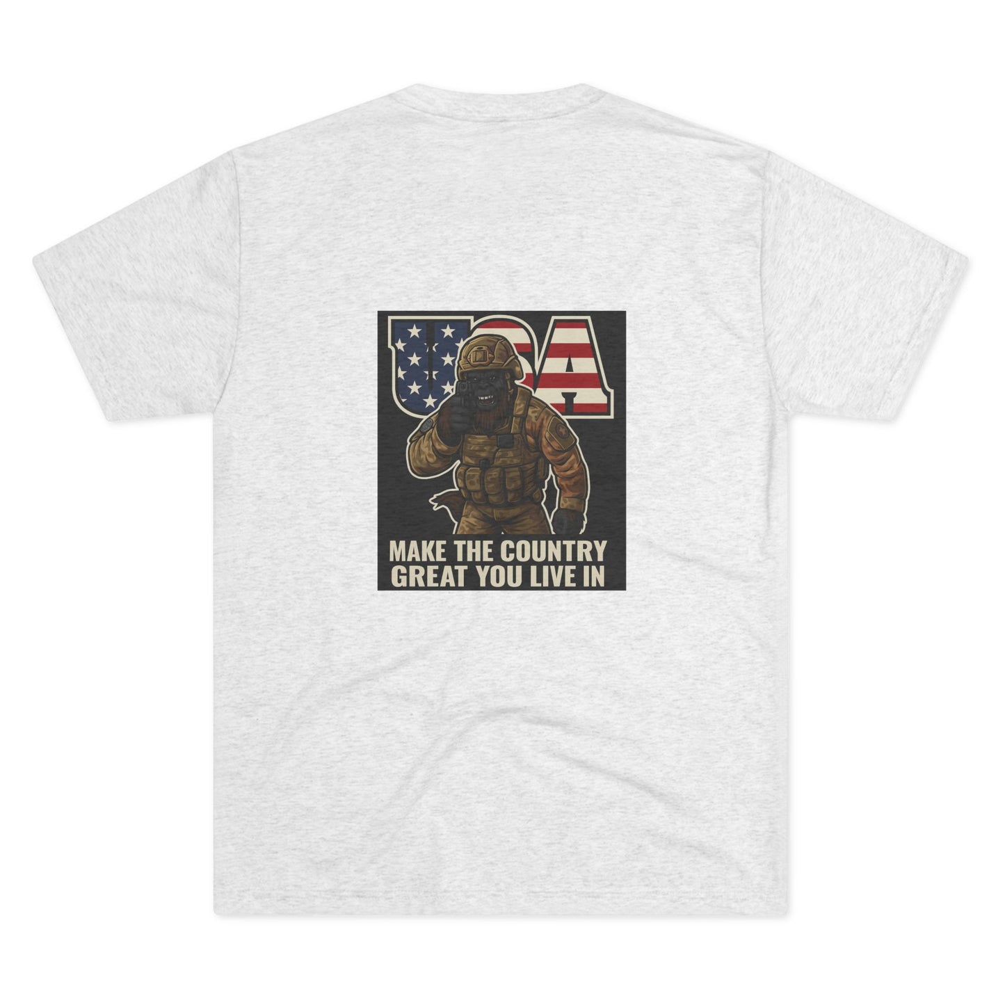 Unisex Tri-Blend Crew Tee with Bigfoot and USA Theme
